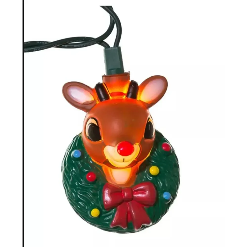 Kurt Adler 10-Light Rudolph The Red Nose Reindeer Light Set Christmas NEW